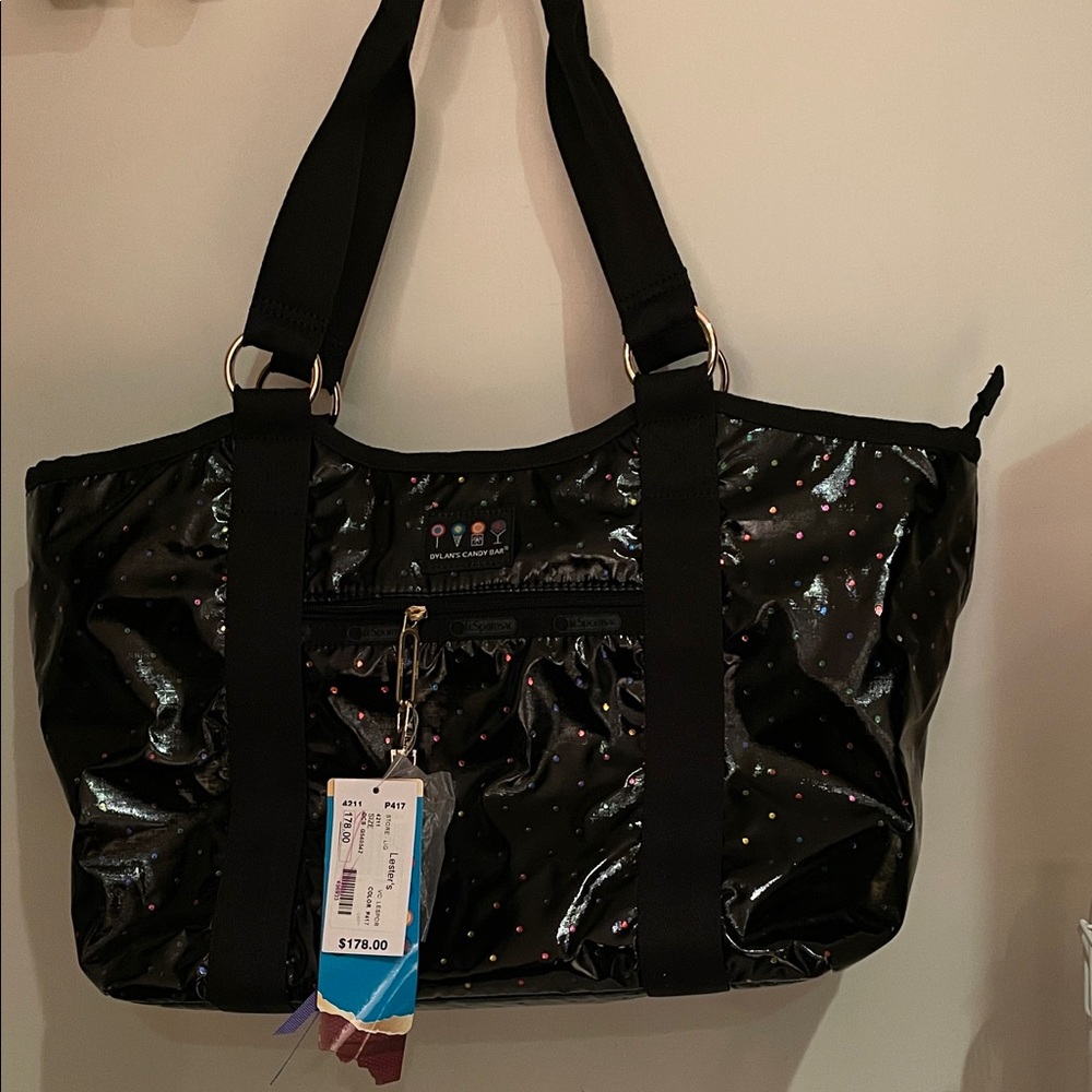 LeSportSac /Dylan Candy Bar Collaboration Black Tote Bag with Multicolor Accents